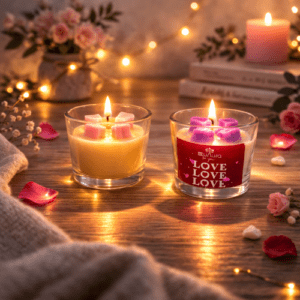 The Candy Heart candle by EuAura is a cute and budget friendly gifting candle designed for sweet surprises. With its heart inspired design and pleasant fragrance, this candle adds charm to any space. Therefore, it is perfect for small gifts, return gifts, and thoughtful gestures.