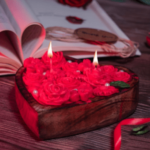 Heart Shaped Wooden Candle for Romantic Gifts