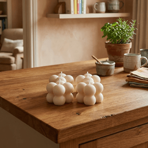 Bubble Candle aesthetic decorative candle for home décor by EuAura handcrafted designer cube candle