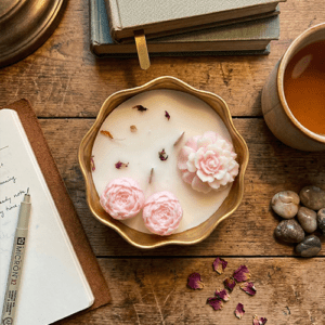 Mystic Rose Petals candle floral scented rose fragrance candle for home décor and gifting by EuAura